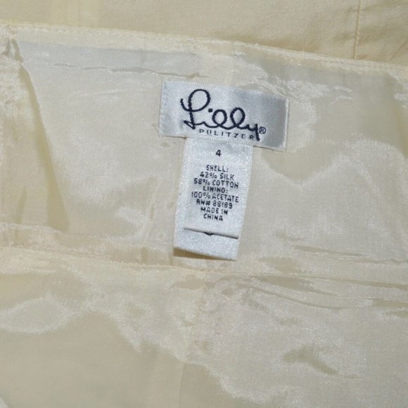 LILLY PULITZER SIZE 4 S CREME SILK BLEND BLACK LACE FLOWER SPAGHETTI STRAP DRESS - Picture 9 of 10